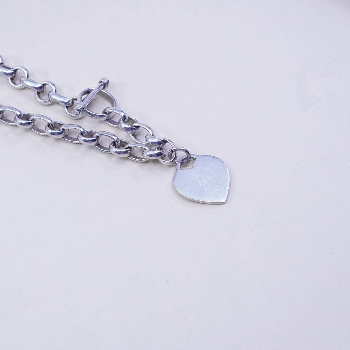 6.5”, sterling silver circle chain, 925 bracelet monogram initial “LVL” charm