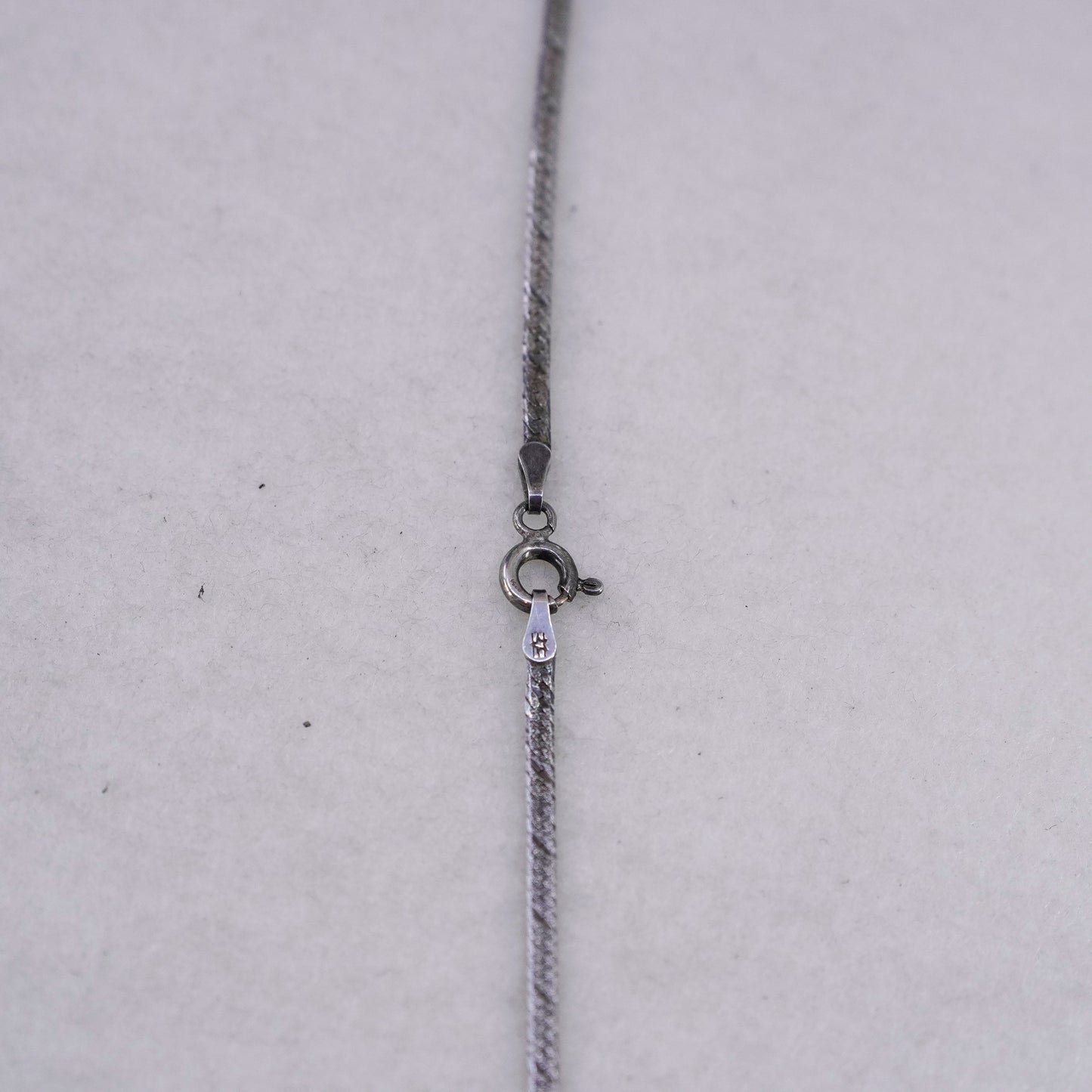 18” 2mm, vintage Italy Sterling 925 silver textured herringbone chain necklace