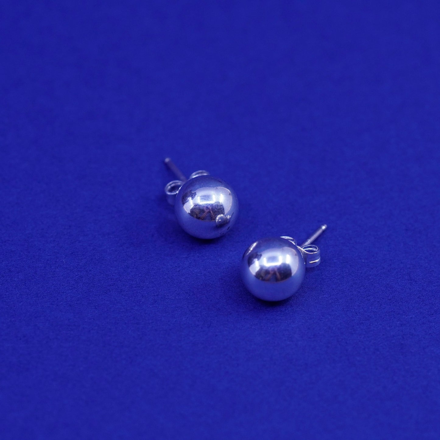 10mm Vintage Sterling 925 silver handmade earrings, 925 studs