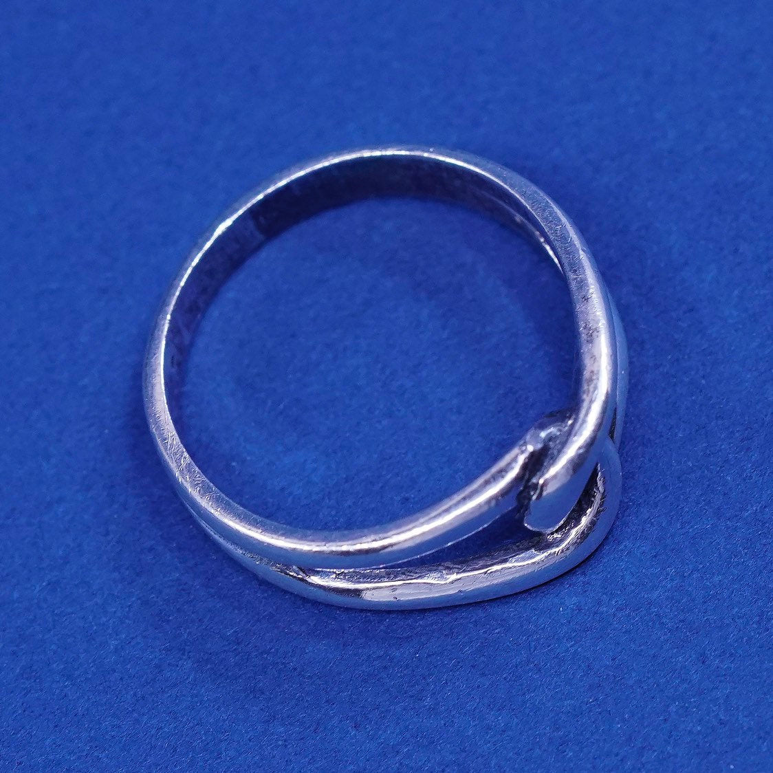 sz 5.75, vtg sterling silver handmade ring, 925 entwined knot band