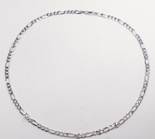24” 7mm, Vtg 925 Sterling Silver Figaro chain necklace, Stamped 925 Italy OTC