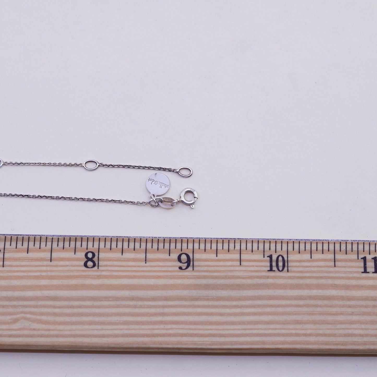 Adjustable 18”, vtg Stella dot Sterling silver Italy 925 circle chain, necklace