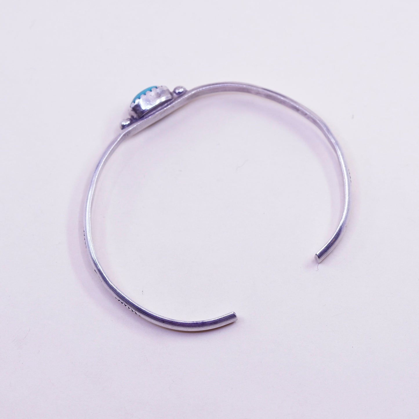 6”, Native American Handmade Sterling 925 silver cuff with Green Turquoise