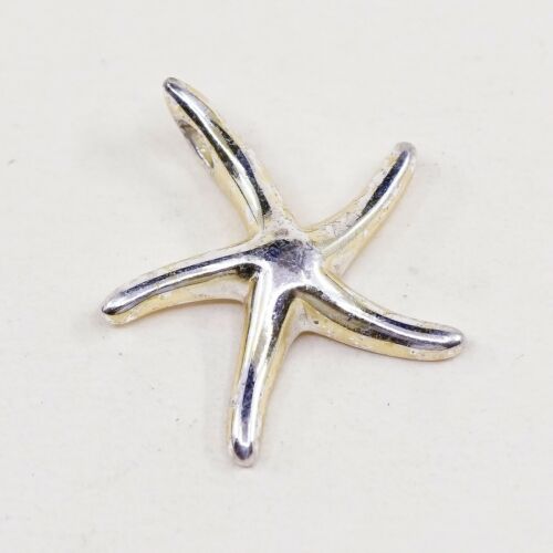 Vintage Sterling Silver Handmade Pendant, Solid 925 Silver Star Starfish Charm