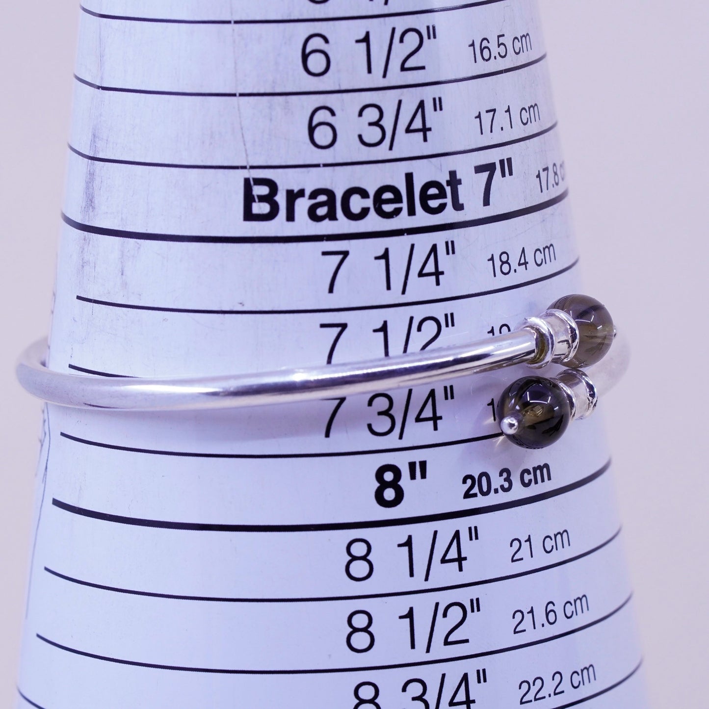 7.5”, sterling silver contemporary handmade bracelet, 925 wrap cuff topaz beads