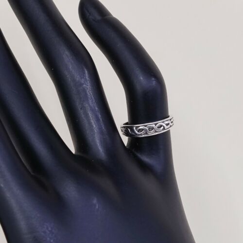 Sz 3.75, Vtg Sterling Silver Handmade Ring, Woven Braided 925 Open End Band