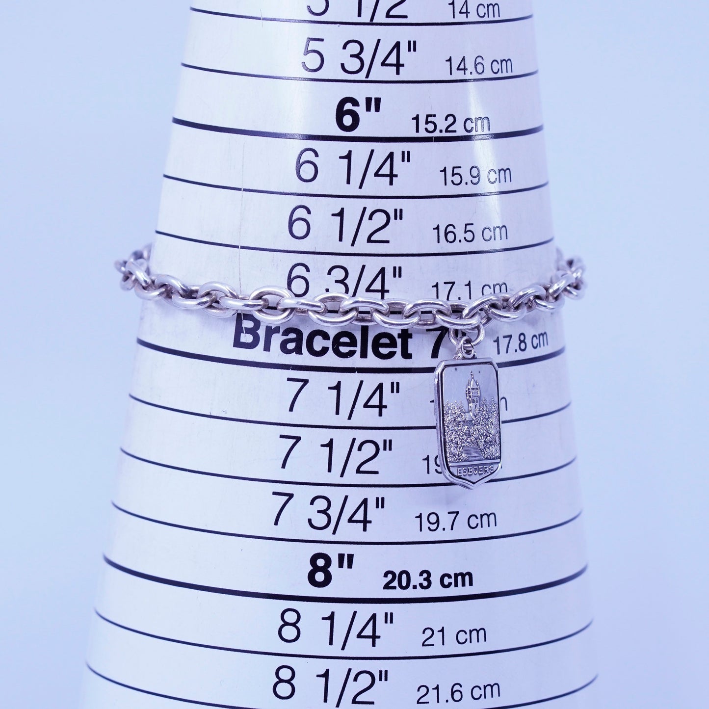 6.75”, esbjerg denmark Sterling 925 silver handmade bracelet, landscape charm