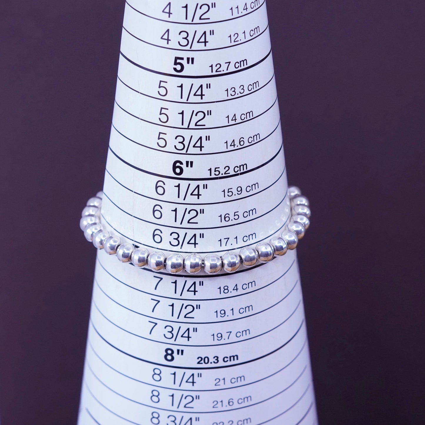 7”, Sterling 925 silver handmade beads bracelet round charm engraved initial “C