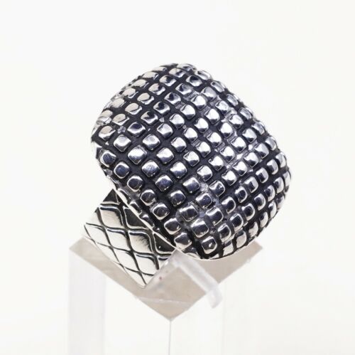 Size 7, Vtg Sterling Silver Handmade Cocktail Ring 925 Silver Statement w/ beads