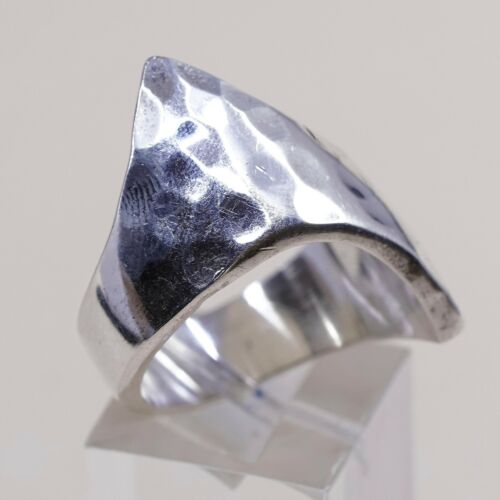 Sz 9, Vtg Sterling Silver Handmade Ring 925 Silver hammered Band, Silver Tested