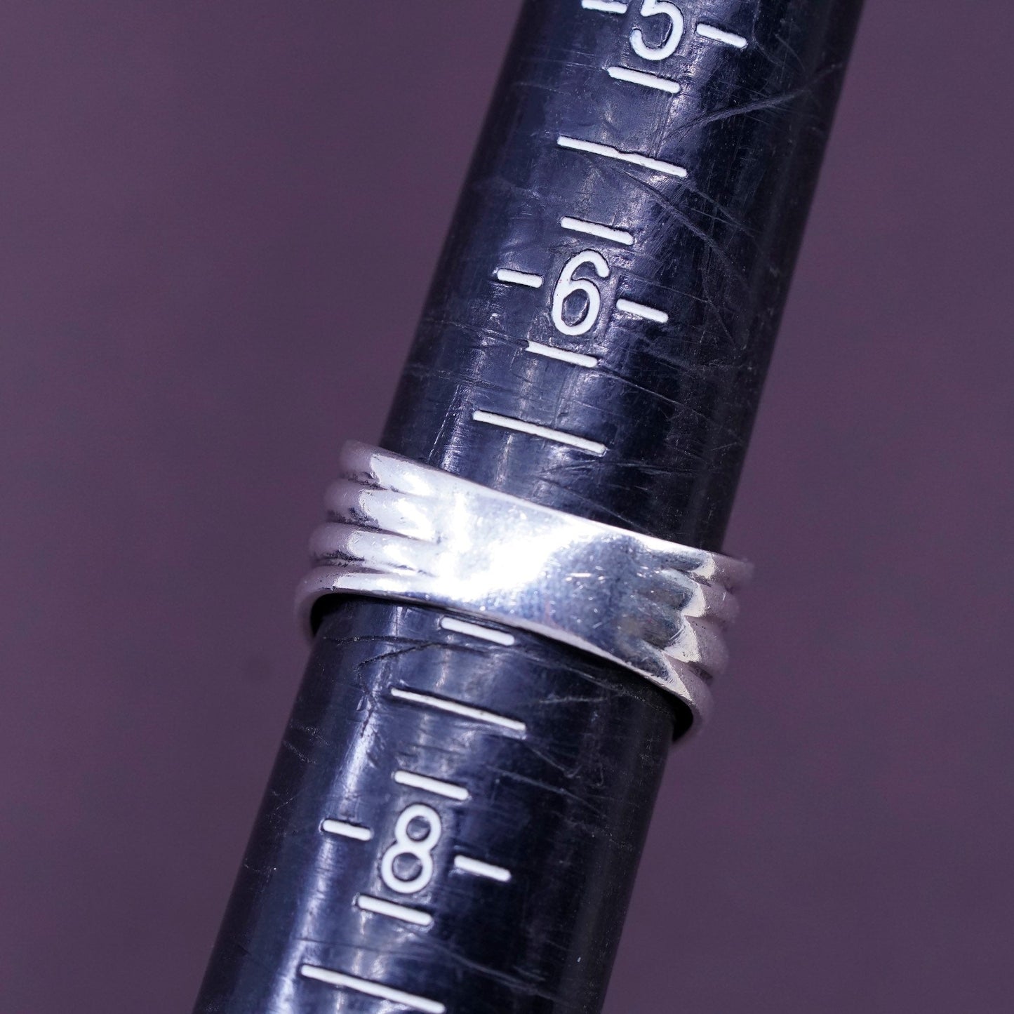 size 7, vintage Sterling silver handmade ring, 925 entwined band