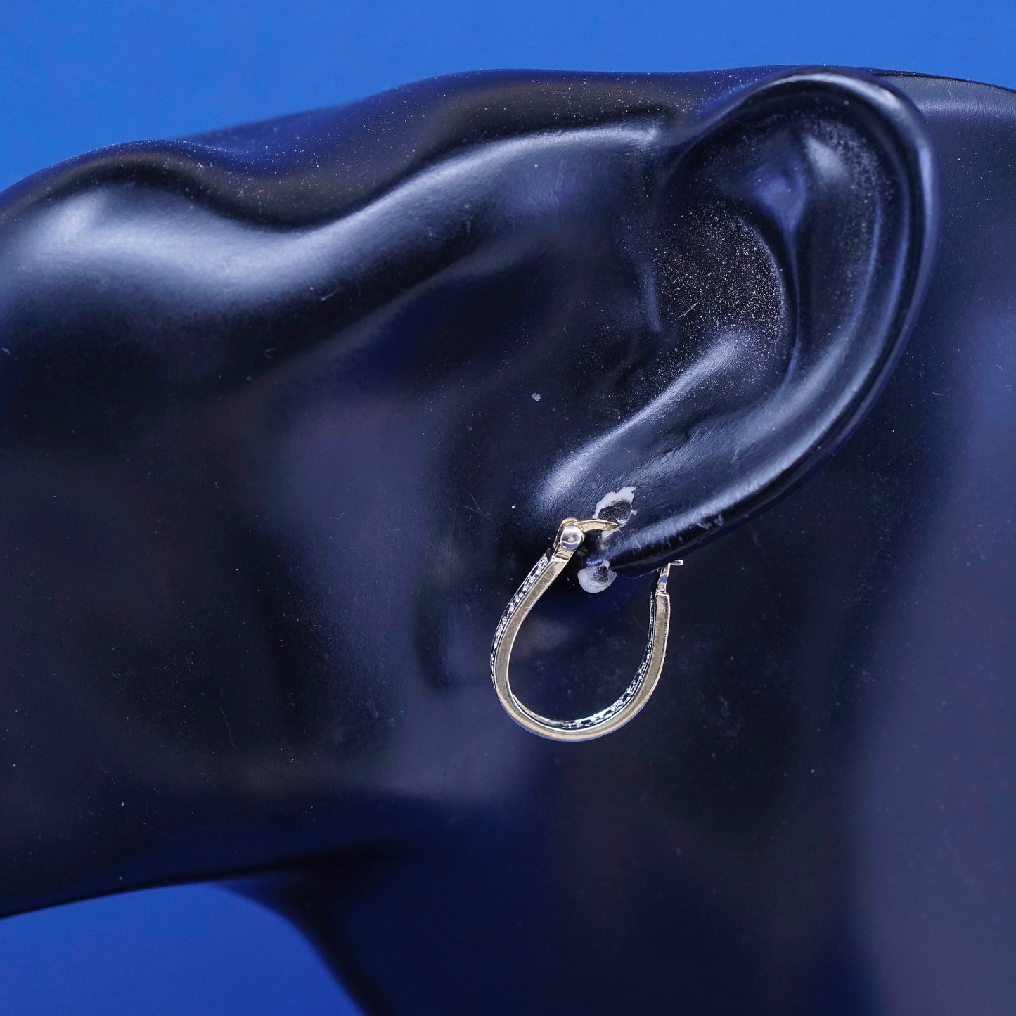 0.5”, Vermeil gold over Sterling silver earrings, 925 hooks, huggie w/ diamond