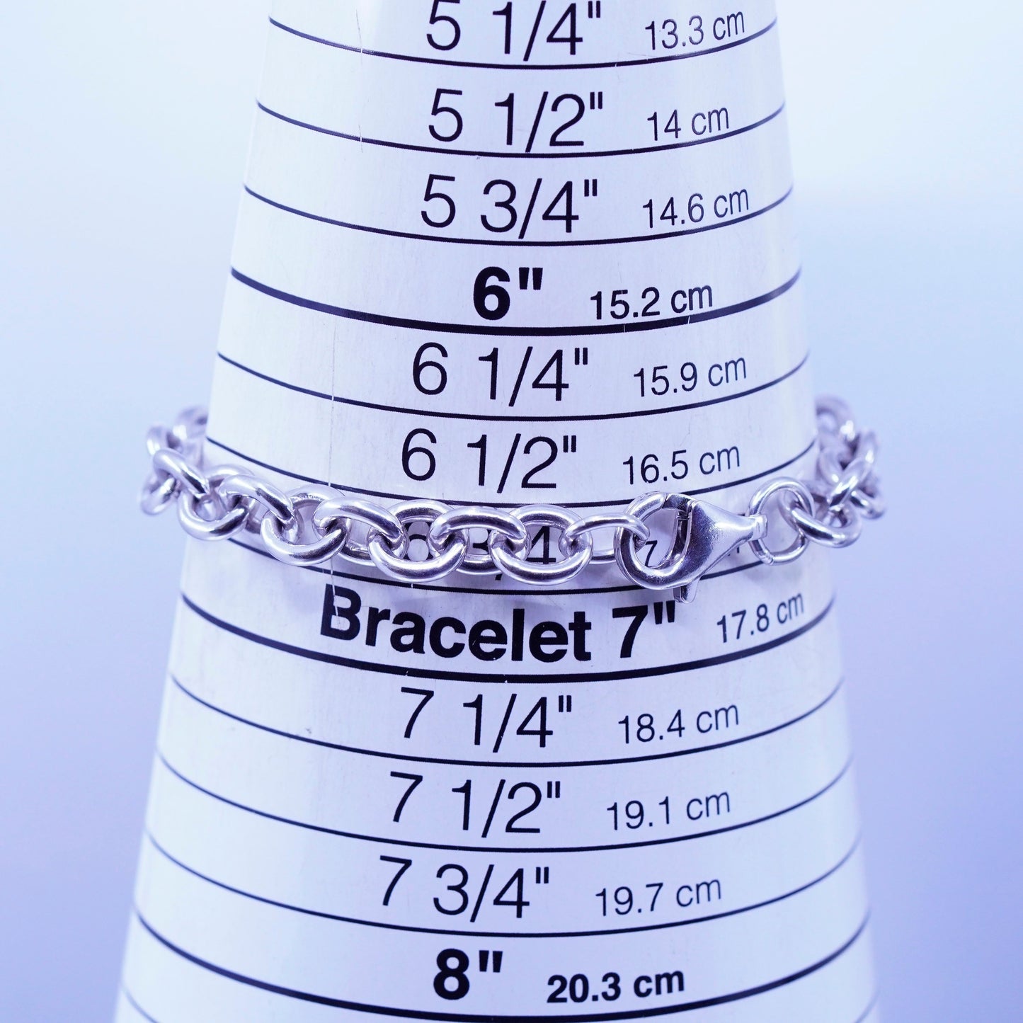 6.75”, Sterling silver bracelet, 925 bold circle chain with initial “J” charm