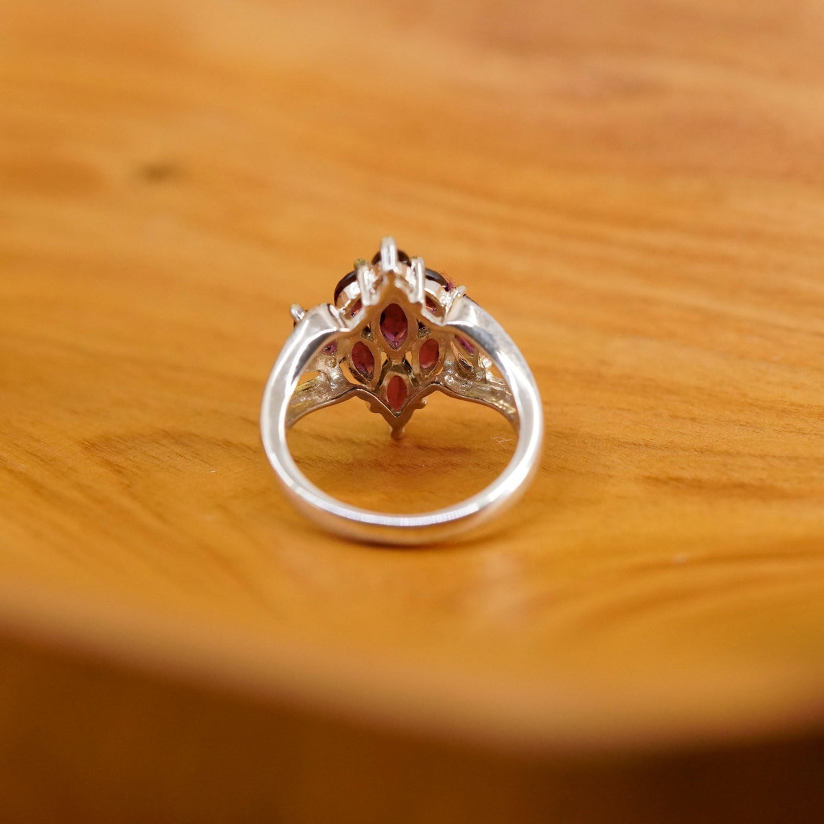 Size 8, vintage Sterling 925 silver handmade ring with ruby