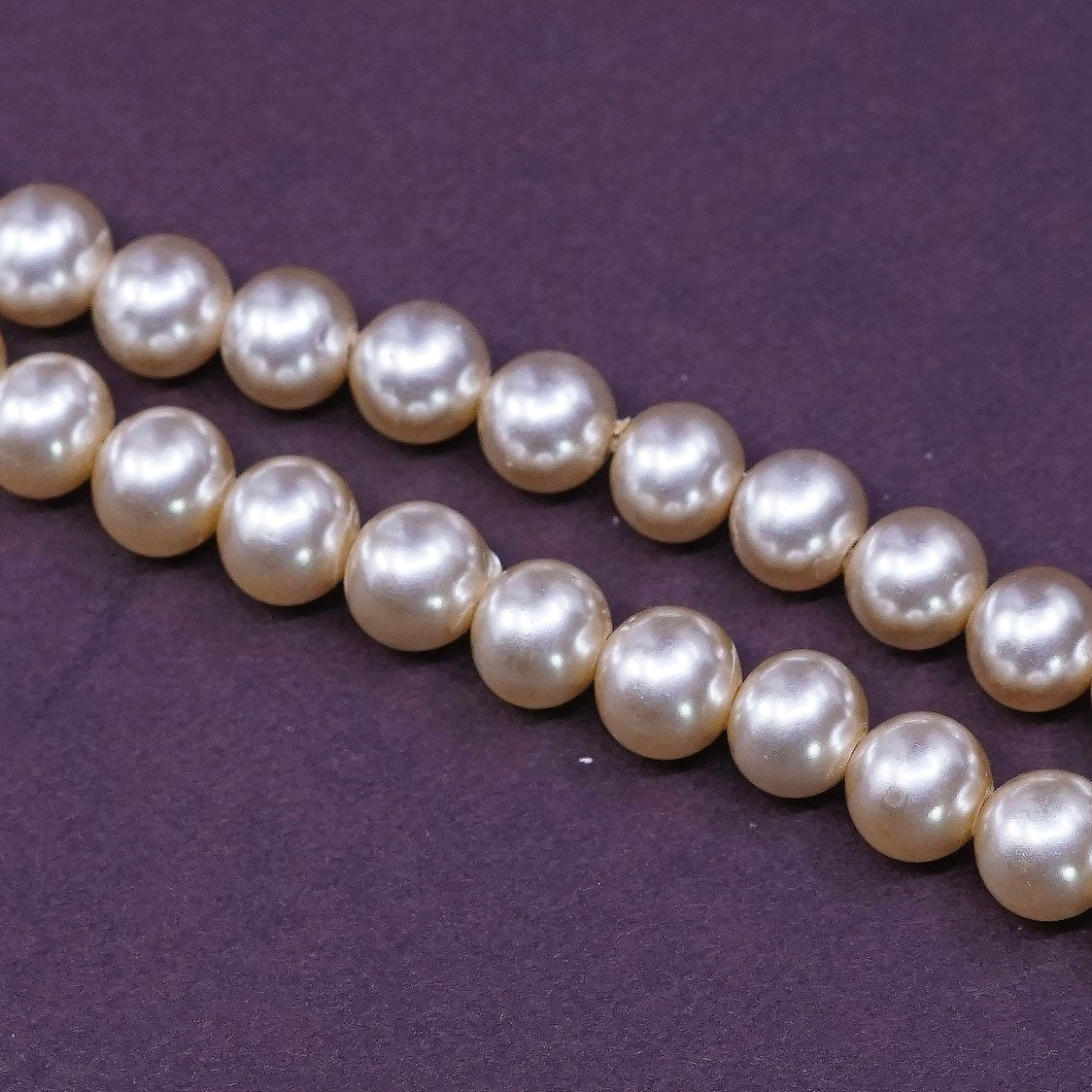 6.75”, vtg double strands Sterling silver handmade bracelet, 925 clasp w/ pearl