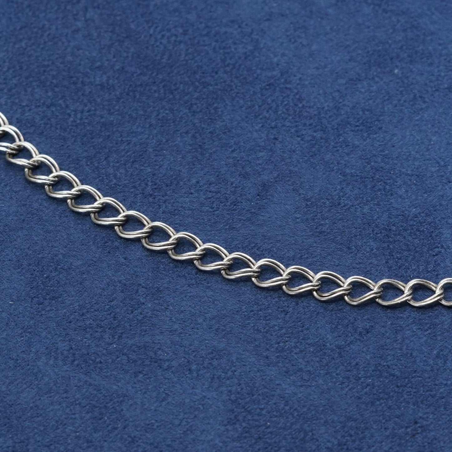 7", 6mm vtg italy Sterling silver handmade charm bracelet 925 double curb chain