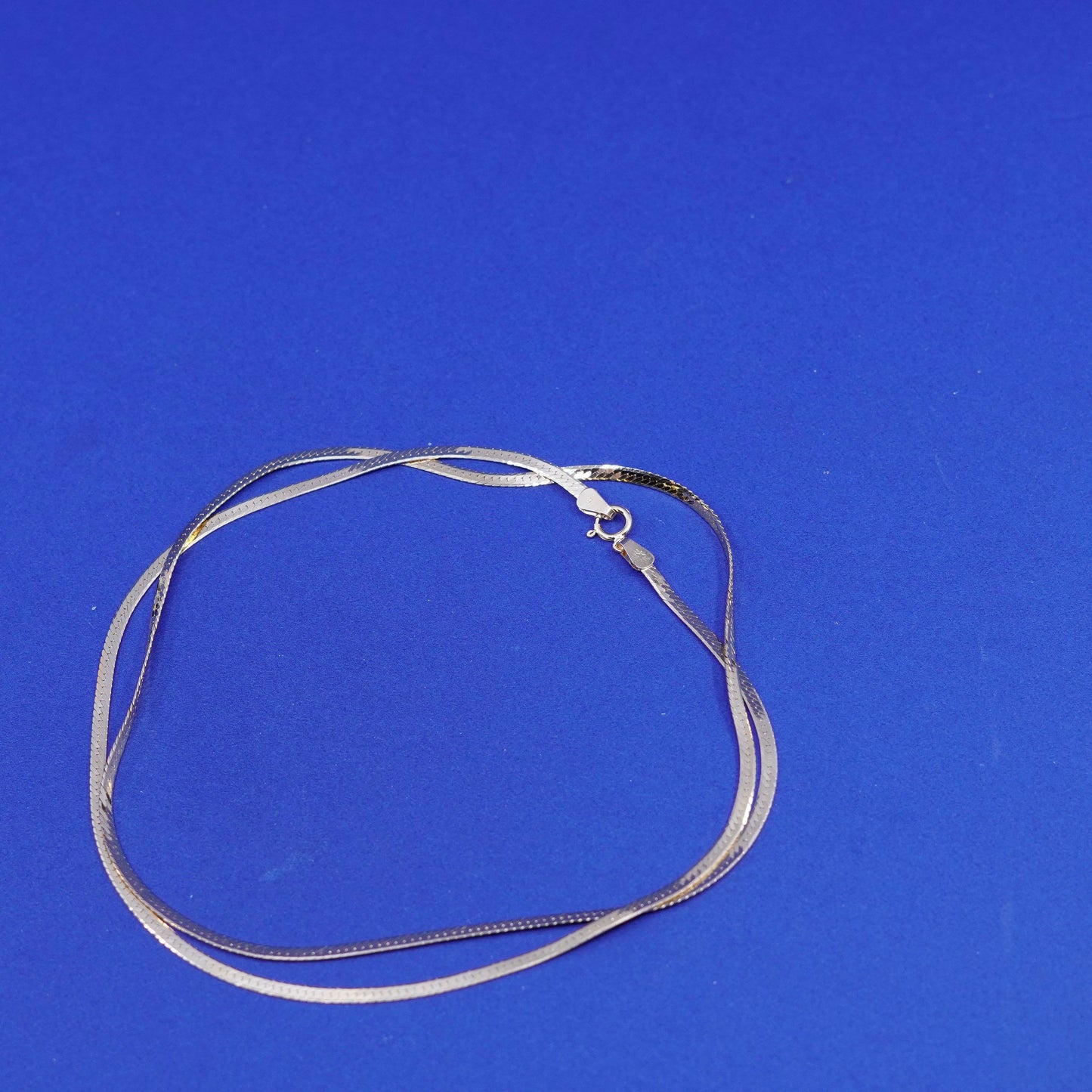 24”, vintage vermeil gold filled Sterling silver necklace 925 herringbone chain