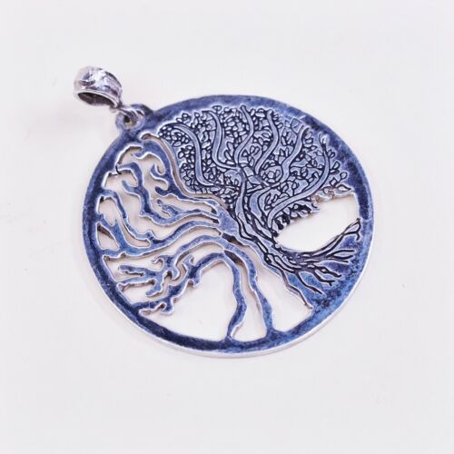 VTG MOSHE Sterling silver handmade pendant, 925 filigree Tree Tag