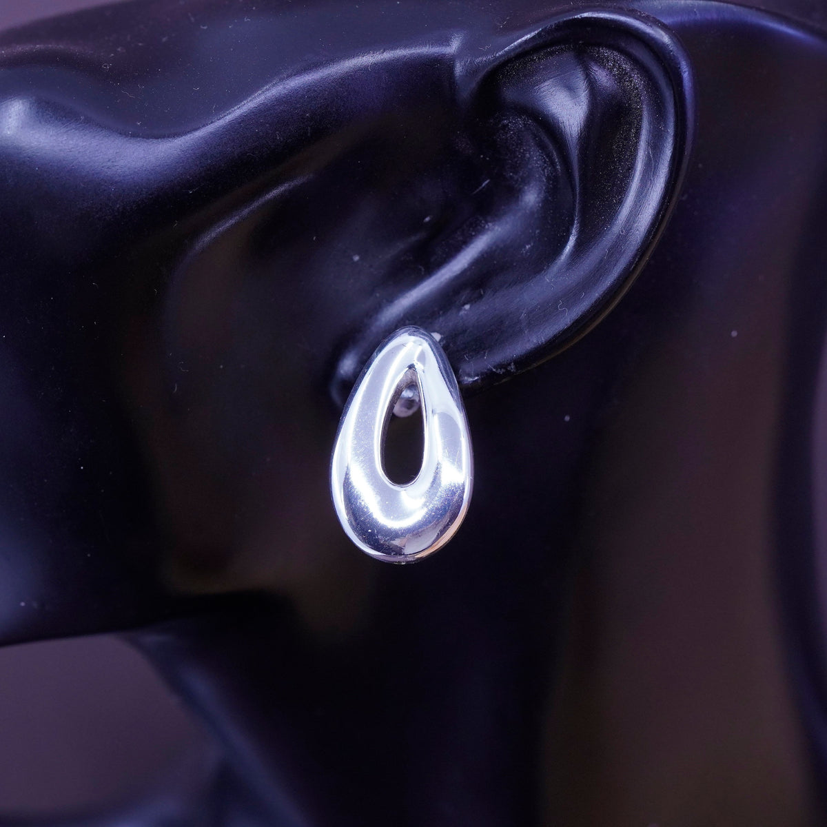 Vintage Sterling silver handmade earrings, 925 teardrop studs