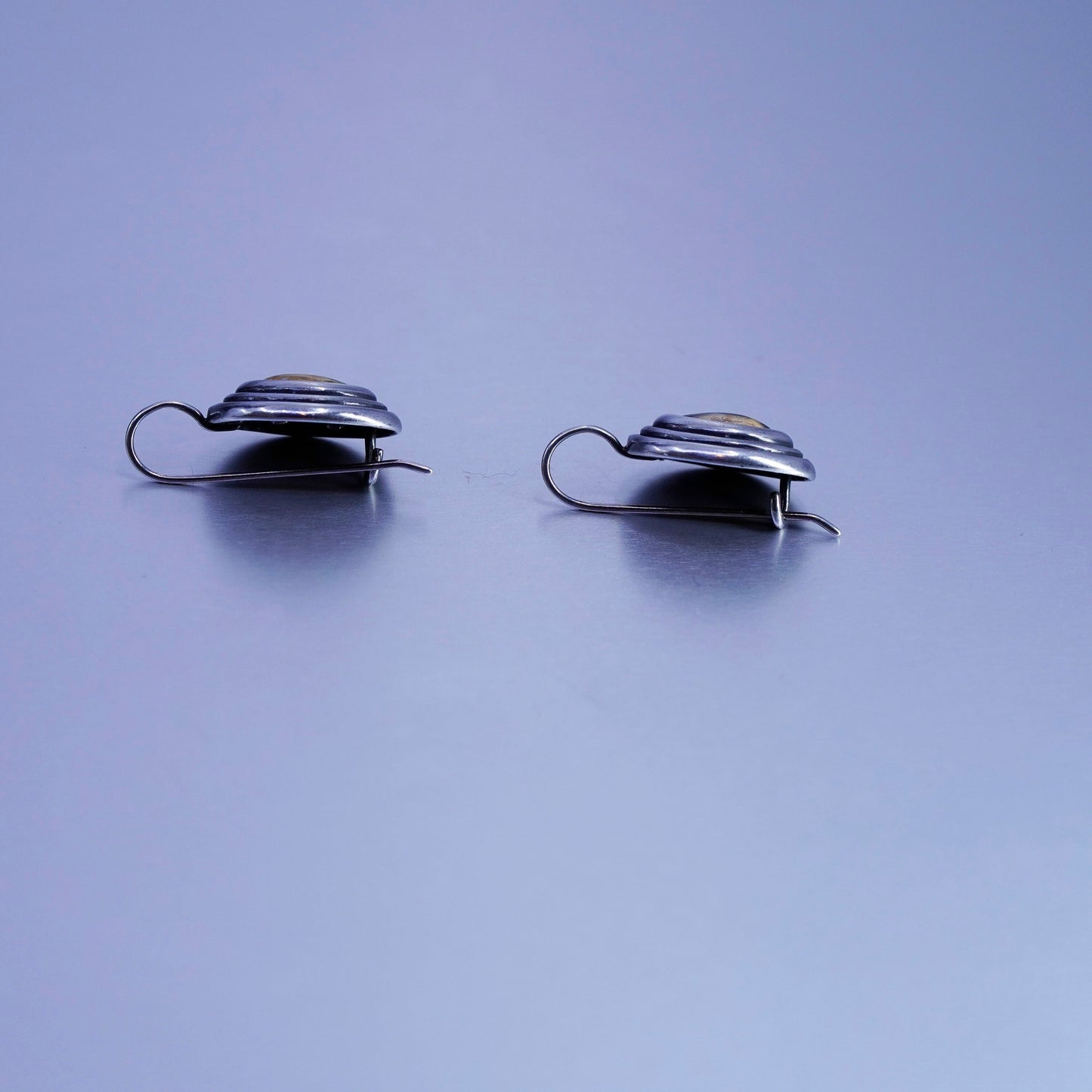 Vintage Mexico Sterling 925 silver handmade earrings with oval agate