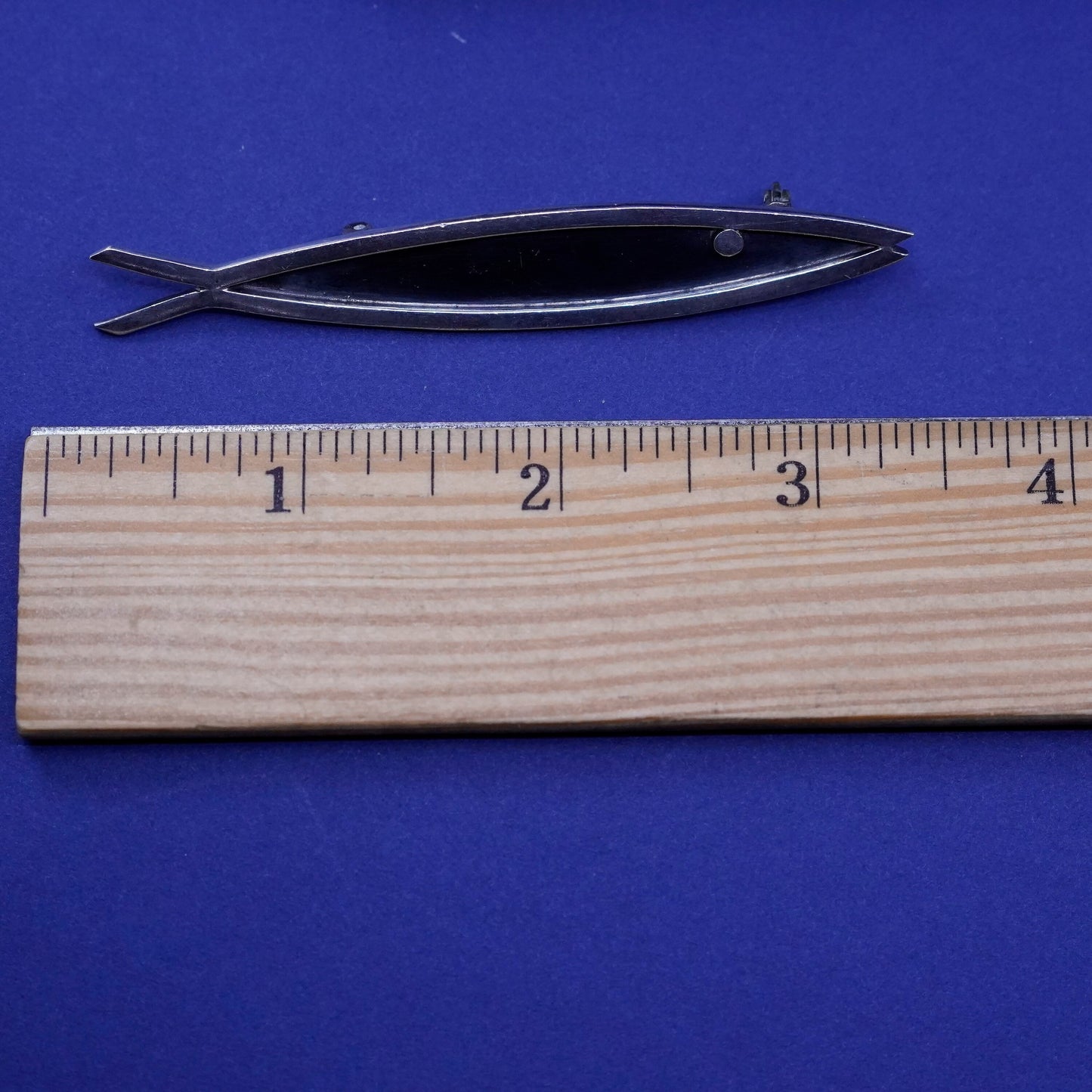 vtg taxco Sterling silver handmade brooch, modern Simple 925 modern fish pin