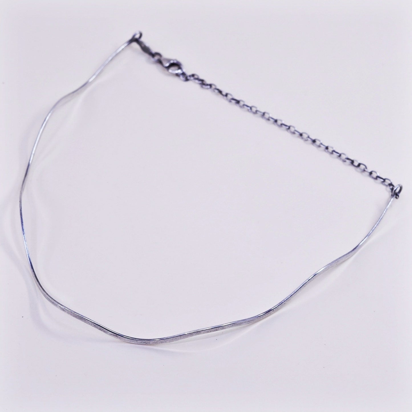 14”, Vintage sterling silver choker collar necklace, 925 Mexico wavy necklace