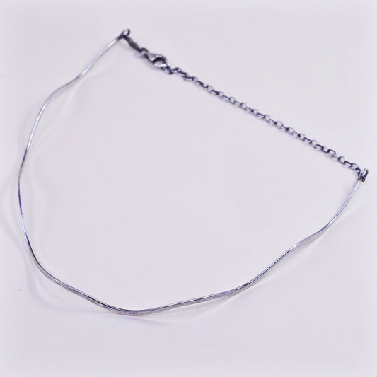 14”, Vintage sterling silver choker collar necklace, 925 Mexico wavy necklace