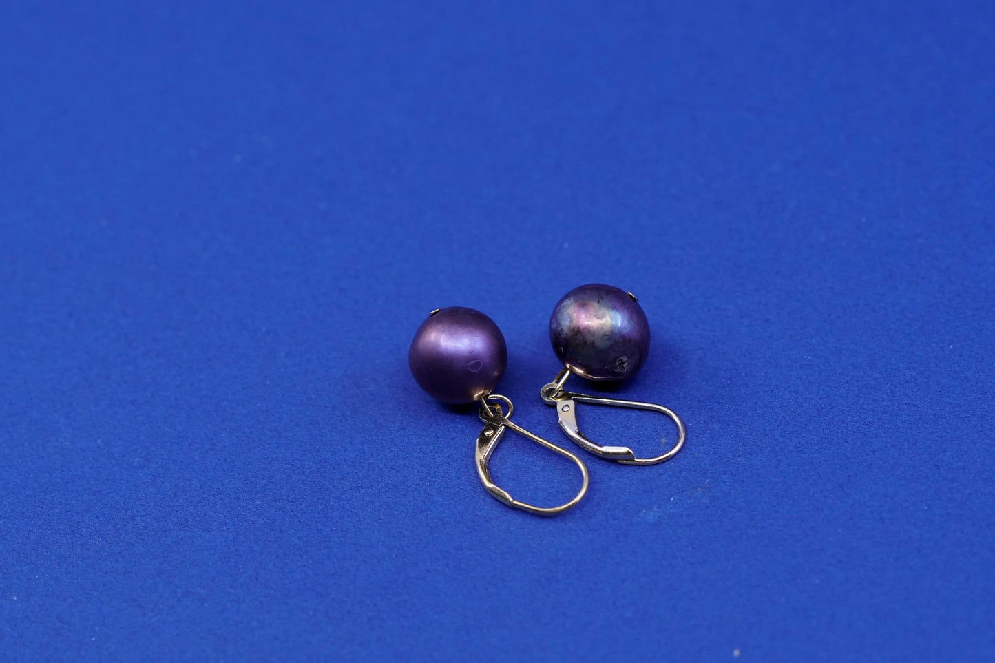 vtg gold over Sterling silver handmade earrings, 925 hooks with purple pearl