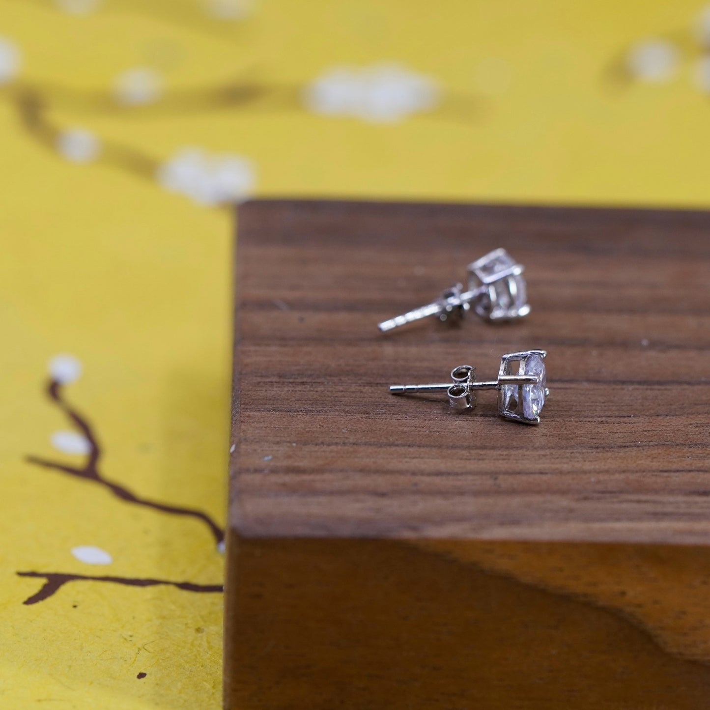 5mm, Sterling silver clear round crystal studs, cz earrings