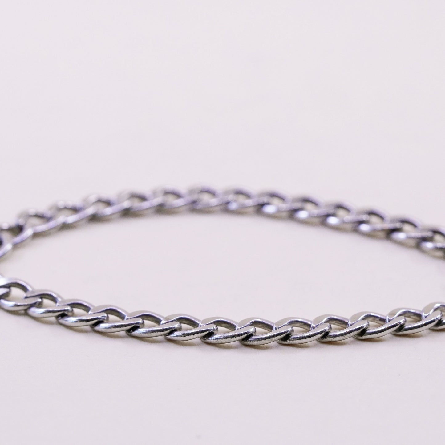 7”, Vintage milor sterling silver flatten curb bracelet, bold 925 men’s chain