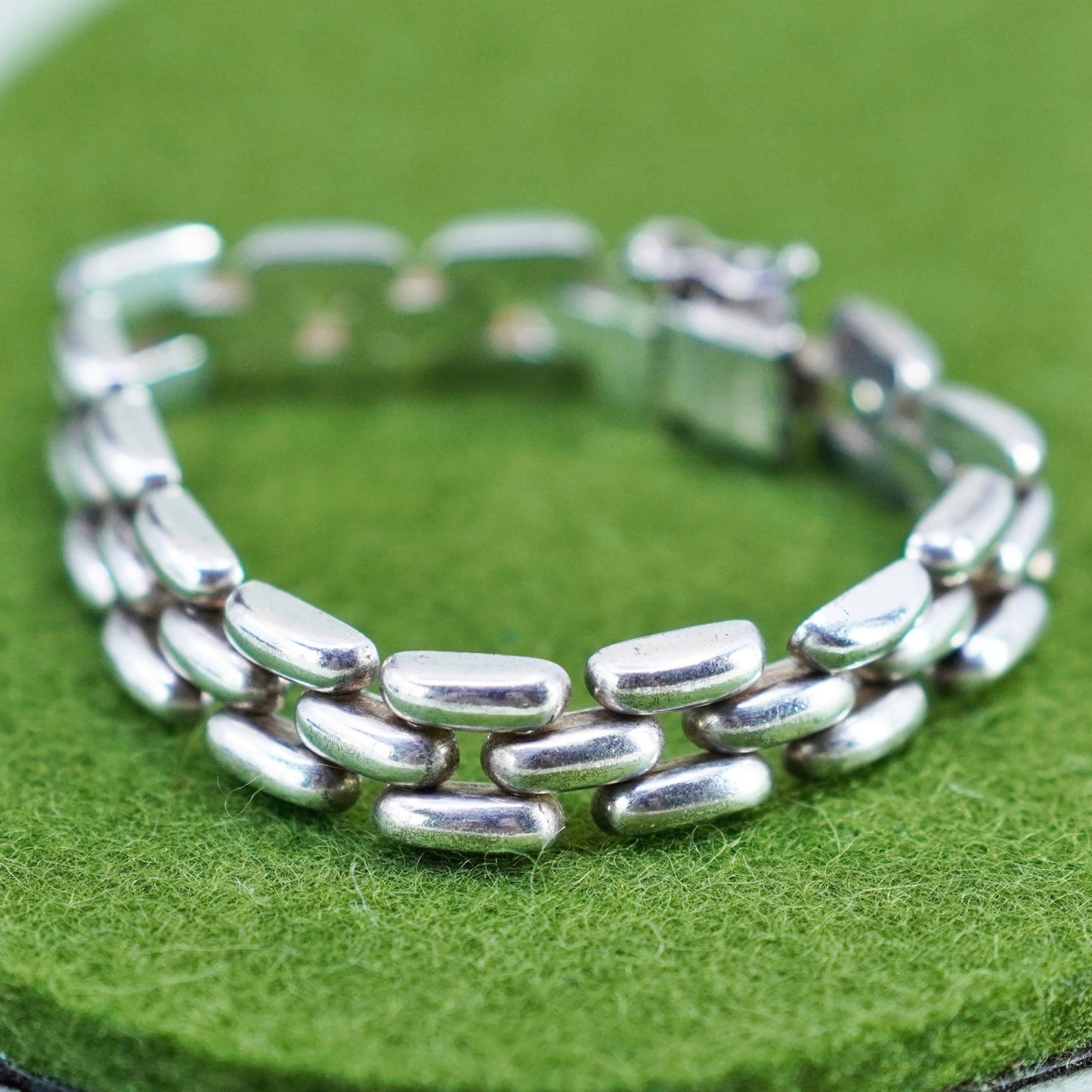 6”, 10mm, Vintage sterling 925 silver bold mens chain bracelet