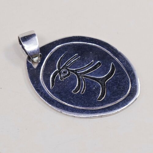 Vintage Native American sterling silver handmade pendant, Hopi 925 silver Tag