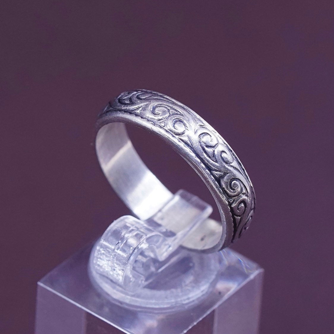 sz 9.75, mexico sterling silver handmade 925 statement ring with swirl pattern