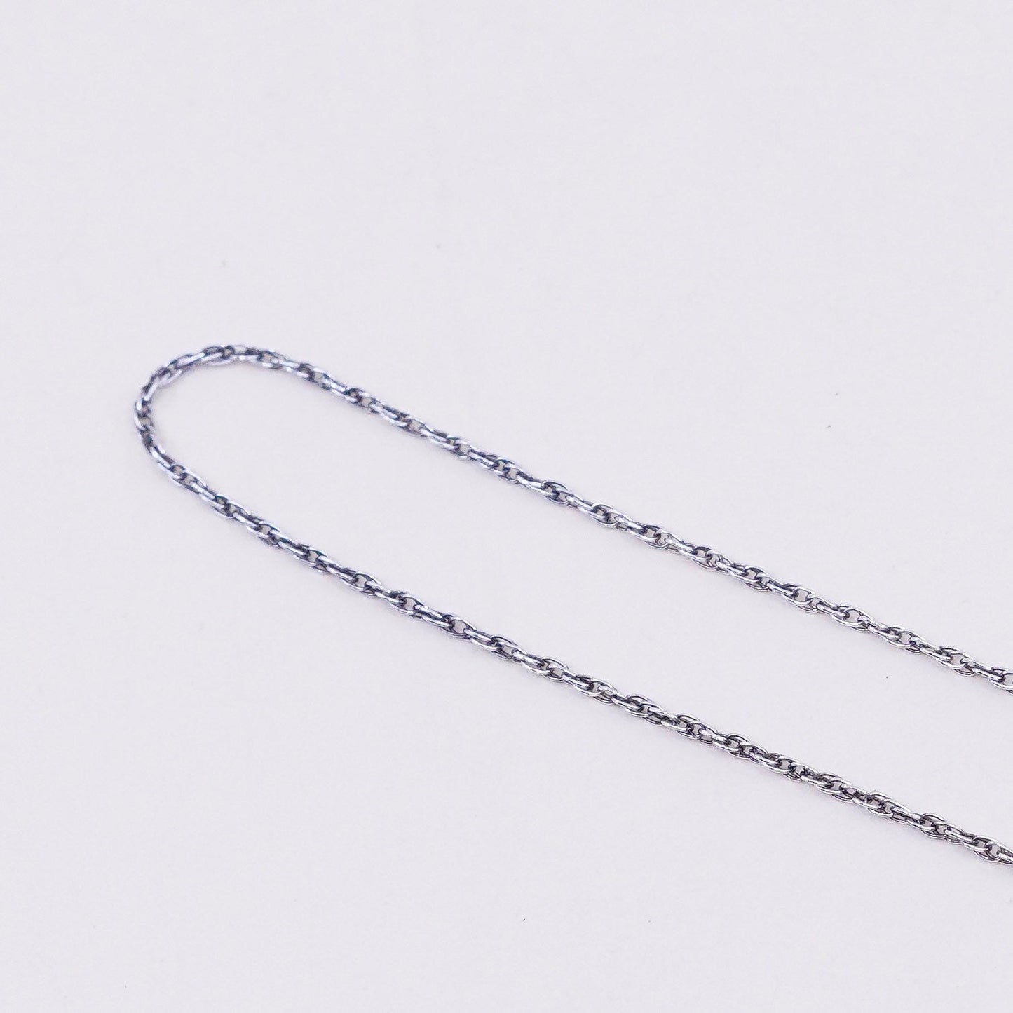 20” 1mm, vintage sterling silver necklace, 925 Singapore rope chain