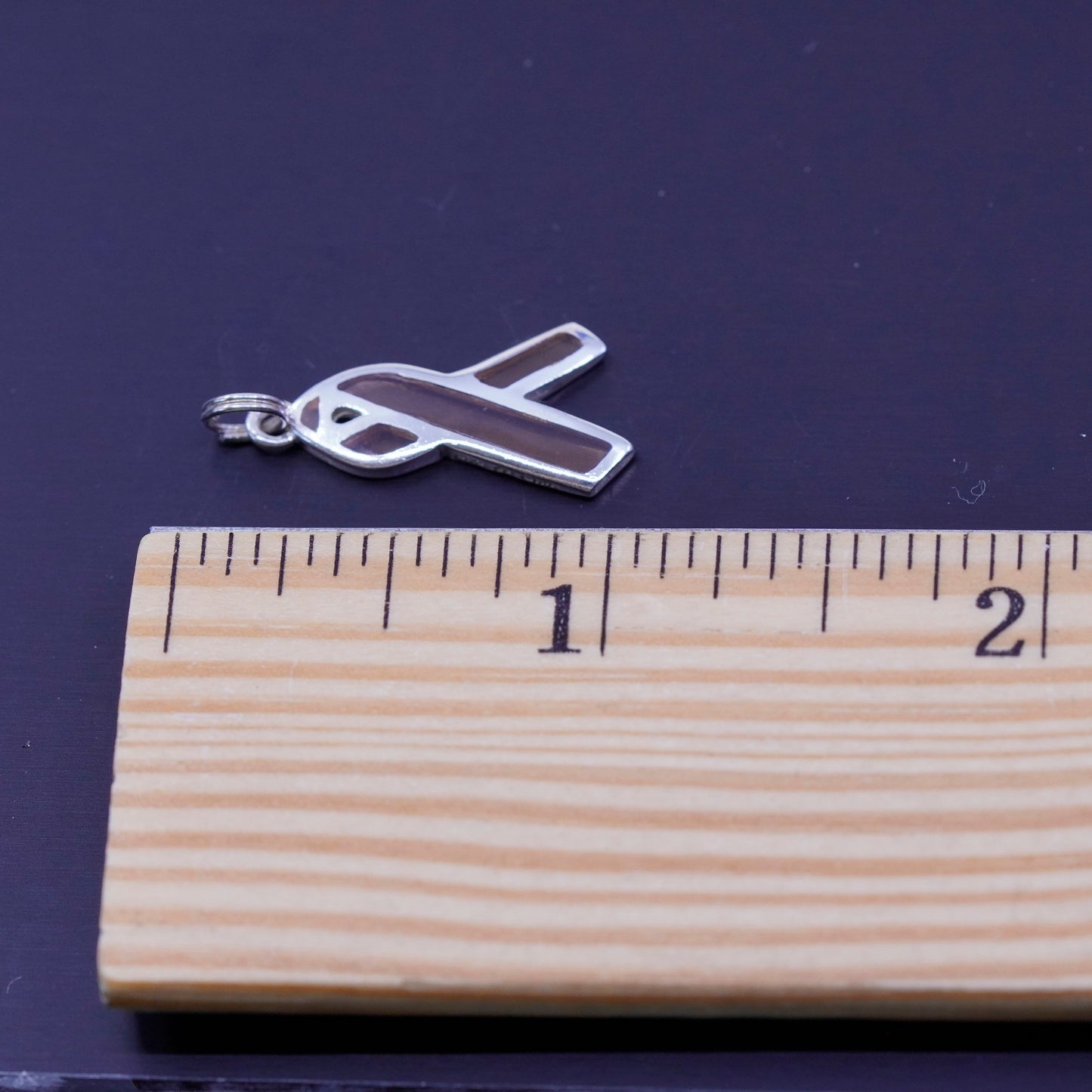 Antique Sterling silver charm, 925 breast cancer cure ribbon charm