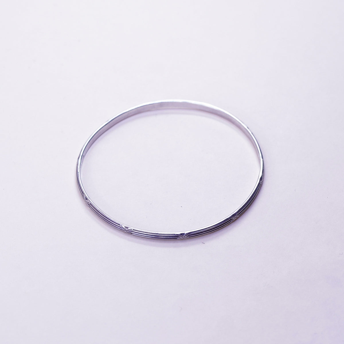 8”, vtg Guglielmo CINI sterling 925 silver handmade textured bracelet, bangle