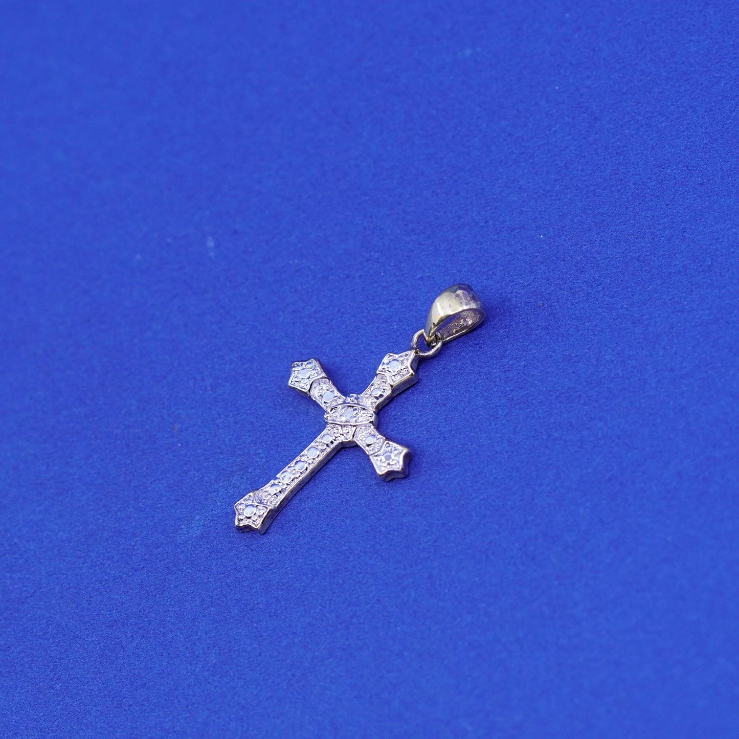 Vintage vermeil gold filled Sterling 925 silver cross with diamond
