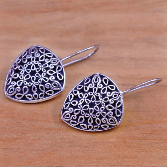 Vintage Sterling silver handmade earrings, filigree 925 drops