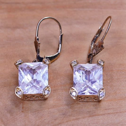 Vintage vermeil gold filled Sterling 925 silver handmade earrings with cz
