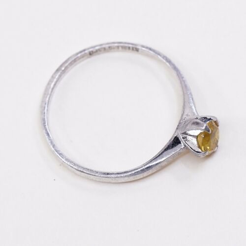 Sz 7.75, Vtg ESPO Sterling Silver handmade Ring, 925 Silver W/ citrine