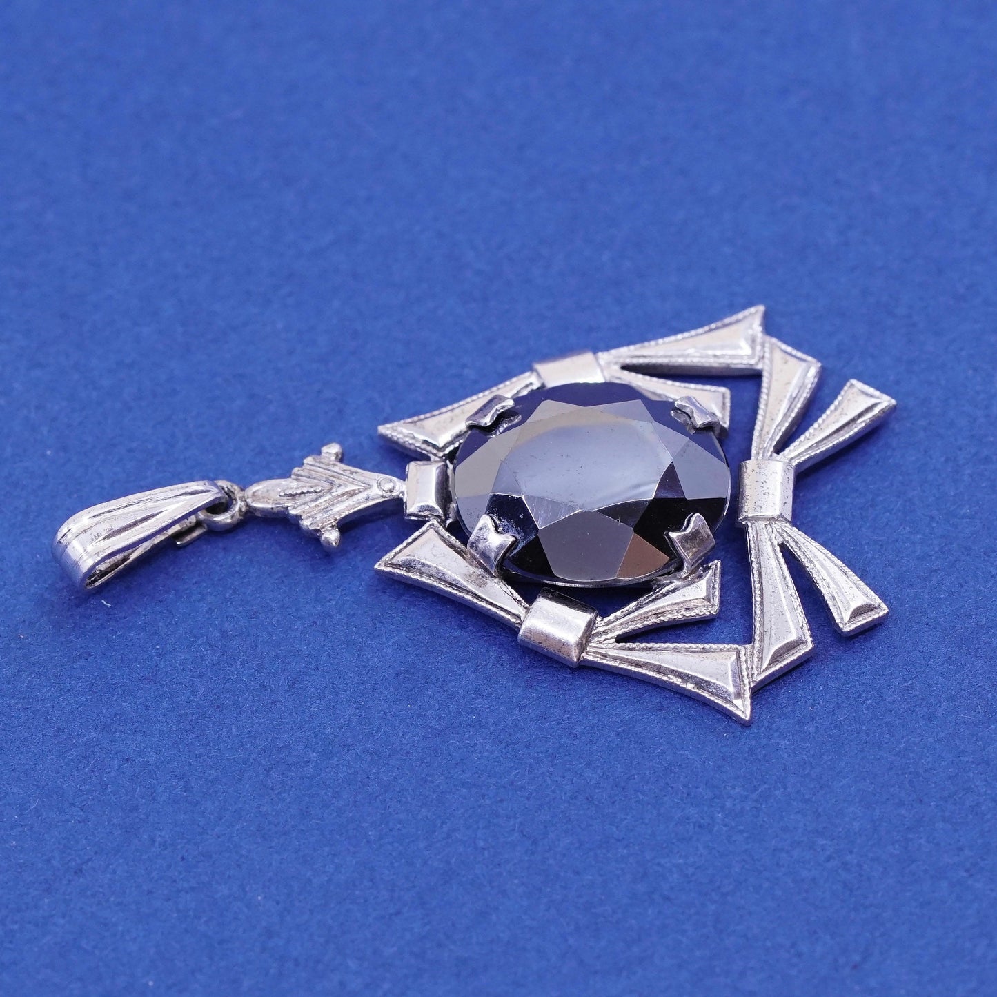 Vintage Sterling 925 silver handmade pendant with hematite