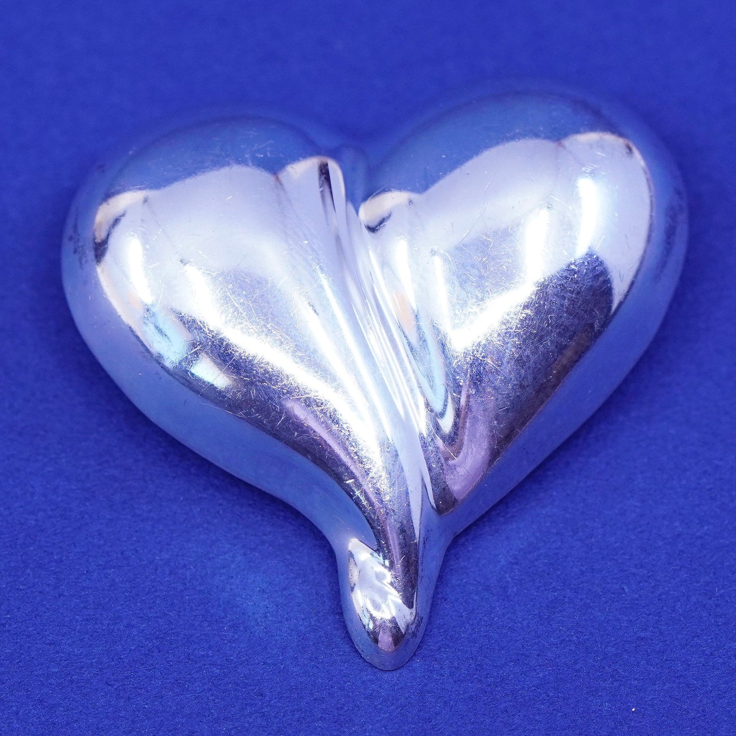 Vintage sterling silver handmade brooch, 925 modernist heart pin