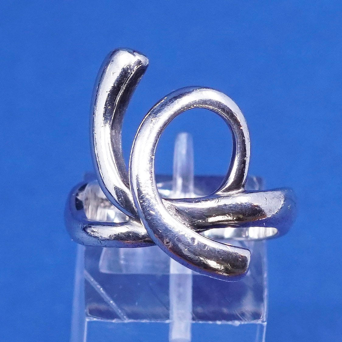 Size 8.5, vtg sterling silver handmade ring, 925 wired ring, stamped 925