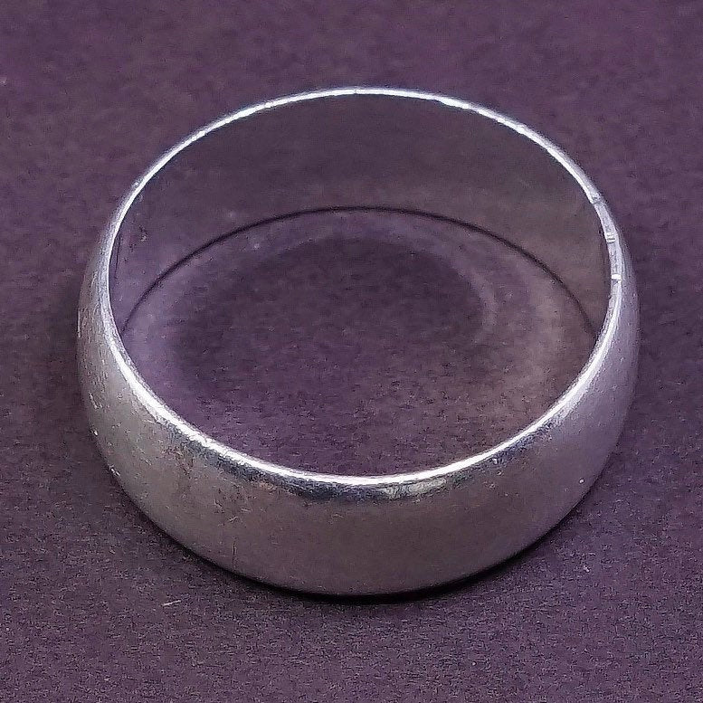 sz 7, vtg Sterling silver handmade ring, 925 wedding band, silver tested