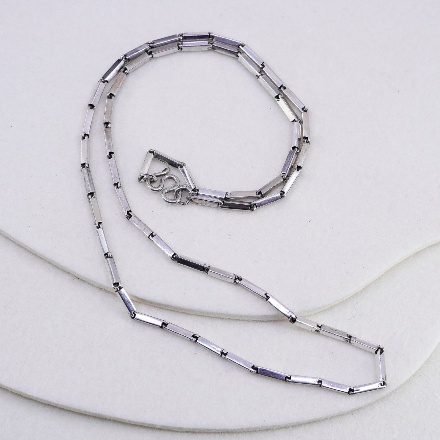 24” 3mm, vintage Sterling 925 silver bar chain necklace