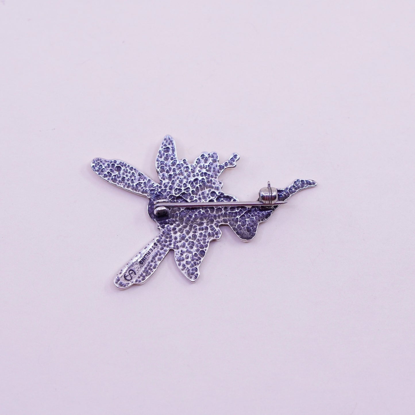 Vintage Sterling silver handmade brooch, 925 fairy pin