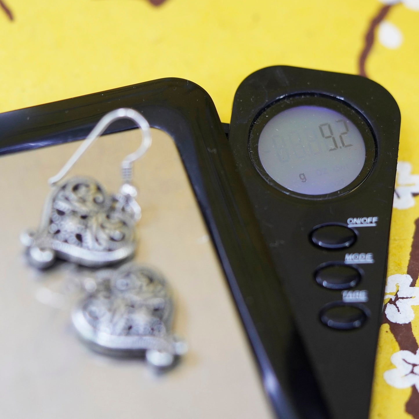 Vintage Sterling silver handmade earrings, 925 filigree heart dangles