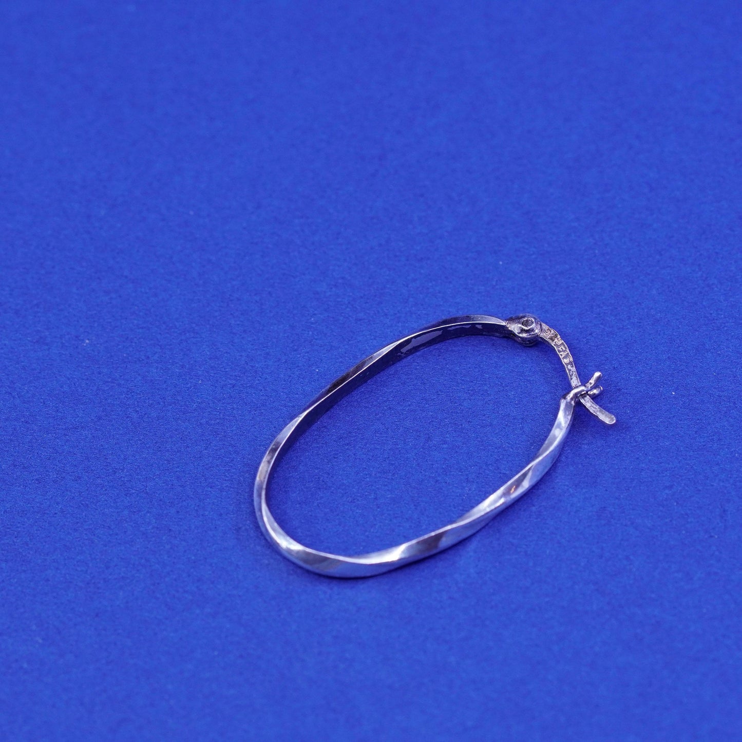 1.25”, vintage Sterling silver handmade earrings, 925 oval hoops