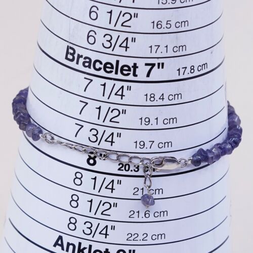 7+1.5”, Vtg Sterling 925 Silver Handmade Bracelet W/ Amethyst Nuggets