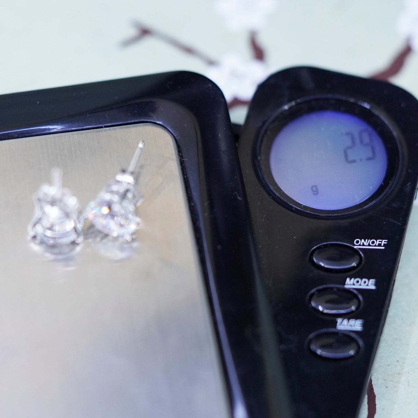 7mm, Vintage sterling silver genuine cz studs, fashion minimalist earrings